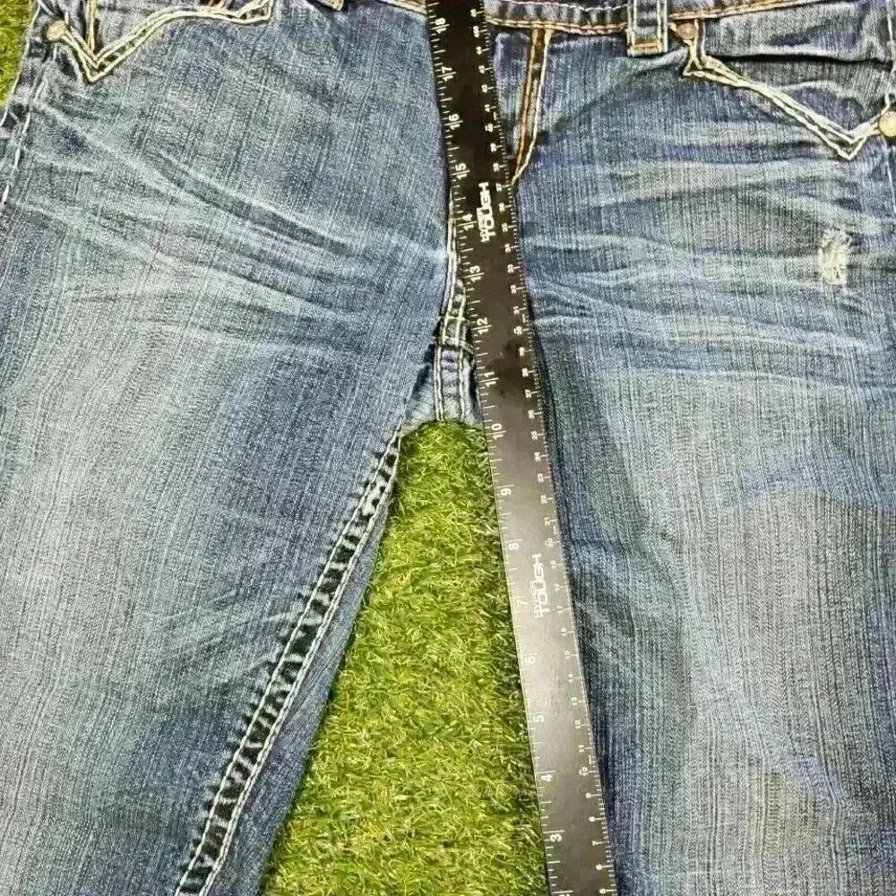 MEK DENIM USA Mykonos Distressed Blue Straight Leg Denim Short 30w - Picture 8 of 11